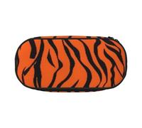 MKNAZ Tiger Stripes Orange Pattern Printed Pencil Case & Makeup Pouch Oxford Fabric Stationery Pouch Unisex Pencil Box for School/Office/Travel