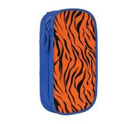 MKNAZ Tiger Stripes Orange Pattern Printed Pencil Case Pen Bag Double-Layer Pen Pouch Organizer for Student Artists School Office College, Blue