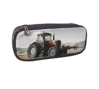 MKNAZ Tractor Agriculture Tranquil Printed Pu Leather Pencil Case Box Flip Pen Bag and Makeup Cosmetic Holder for Girls Boys School Students
