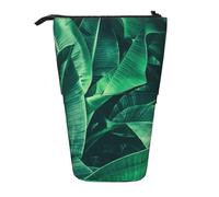 MKNAZ Tropical Banana Leaf Printed Telescopic Pencil Case Stand Up Pen Bag, Cute Pencil Organizer Portable Pencil Bag Suitable for School Office