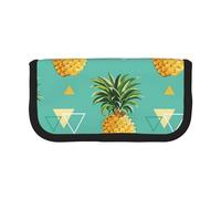 MKNAZ Tropical Fruit Pineapple Printed Canvas Pencil Case Large Capacity Pen Pouch Stationery Organiser, Makeup Cosmetic Bag for School Office Travel, Student Gifts