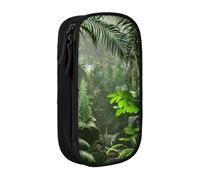 MKNAZ Tropical Rainforest Printed Pencil Case Pen Bag Double-Layer Pen Pouch Organizer for Student Artists School Office College, Black