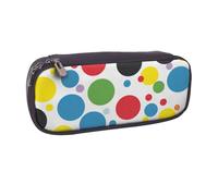 MKNAZ Twister Polka Dots Printed Pu Leather Pencil Case Box Flip Pen Bag and Makeup Cosmetic Holder for Girls Boys School Students