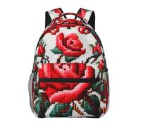 MKNAZ Ukrainian Embroidery Style Rose Printed Printed School Backpack Bookbag for Girls Boys Travel Laptop Backpack for School Hiking Camping Work