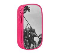 MKNAZ United States Marine Printed Pencil Case Pen Bag Double-Layer Pen Pouch Organizer for Student Artists School Office College, Pink