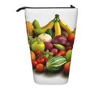 MKNAZ Variety Fresh Vegetables Fruits Printed Telescopic Pencil Case Stand Up Pen Bag, Cute Pencil Organizer Portable Pencil Bag Suitable for School Office