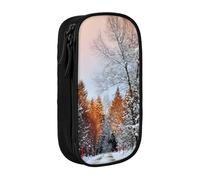 MKNAZ Wandering in the Winter Light Printed Pencil Case Pen Bag Double-Layer Pen Pouch Organizer for Student Artists School Office College, Black