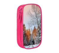 MKNAZ Wandering in the Winter Light Printed Pencil Case Pen Bag Double-Layer Pen Pouch Organizer for Student Artists School Office College, Pink
