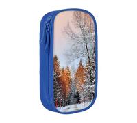 MKNAZ Wandering in the Winter Light Printed Pencil Case Pen Bag Double-Layer Pen Pouch Organizer for Student Artists School Office College, Blue