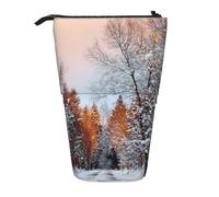 MKNAZ Wandering in the Winter Light Printed Telescopic Pencil Case Stand Up Pen Bag, Cute Pencil Organizer Portable Pencil Bag Suitable for School Office