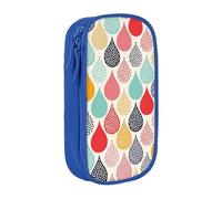 MKNAZ Water Drops Dots Printed Pencil Case Pen Bag Double-Layer Pen Pouch Organizer for Student Artists School Office College, Blue