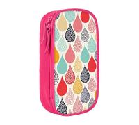 MKNAZ Water Drops Dots Printed Pencil Case Pen Bag Double-Layer Pen Pouch Organizer for Student Artists School Office College, Pink