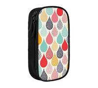 MKNAZ Water Drops Dots Printed Pencil Case Pen Bag Double-Layer Pen Pouch Organizer for Student Artists School Office College, Black