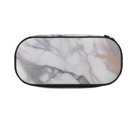 MKNAZ White Marble Rose Gold Printed Pencil Case & Makeup Pouch Oxford Fabric Stationery Pouch Unisex Pencil Box for School/Office/Travel