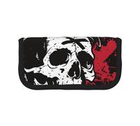 MKNAZ White Punk Skull Printed Canvas Pencil Case Large Capacity Pen Pouch Stationery Organiser, Makeup Cosmetic Bag for School Office Travel, Student Gifts