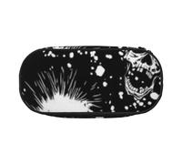 MKNAZ White Punk Skull Printed Pencil Case & Makeup Pouch Oxford Fabric Stationery Pouch Unisex Pencil Box for School/Office/Travel
