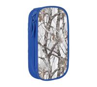 MKNAZ White Tree Camouflage Printed Pencil Case Pen Bag Double-Layer Pen Pouch Organizer for Student Artists School Office College, Blue