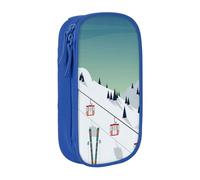 MKNAZ Winter Landscape Printed Pencil Case Pen Bag Double-Layer Pen Pouch Organizer for Student Artists School Office College, Blue