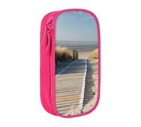 MKNAZ Wood Bridge Printed Pencil Case Pen Bag Double-Layer Pen Pouch Organizer for Student Artists School Office College, Pink