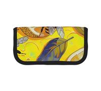 MKNAZ Yellow Lemon and Bee Printed Canvas Pencil Case Large Capacity Pen Pouch Stationery Organiser, Makeup Cosmetic Bag for School Office Travel, Student Gifts