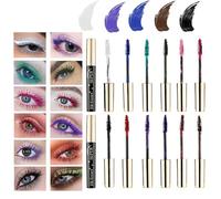 MKNZOME 12 Colours Coloured Mascara Set - Long-Lasting 4D Silk Fiber Lash Volume-effect in Purple, Blue, Green, Pink, Brown, White, Black