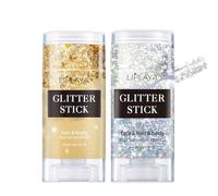 MKNZOME 2pcs Face & Body Glitter Gel, Holographic Festival Accessories, Mermaid Sequins, Chunky Glitter for Face, Body, Hair, Nails, Makeup