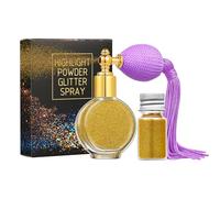 MKNZOME 2PCS Waterproof Glitter Spray - Shimmer Glimmer Powder Spray for Women Girls - Long-Lasting Highlight Makeup for Skin, Hair, Body, Clothing, Nail Art, Craft - Gold