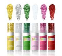 MKNZOME 6 Colors Body Glitter Stick Sparkly Face Hair Golden Silver Green Iridescent Fuchsia Red, Shimmer Makeup, Chunky Glitter, Halloween Festival Party, for Women, Rave Accessories
