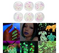 MKNZOME 6Pcs Body Glitter Gel, Glow in The Dark Body Face Glitter Gel Hair Glitter Chunky Glitter Festival Accessories for Cosmetic Face Hair Lip Nail Festival Party Makeup Decoration