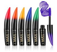 MKNZOME 6pcs Rainbow Colour Waterproof Mascara 4D Fiber Lash Long Lasting Thick Mascara Volume Eye Lash Halloween Xmas Make Up Gift for Women Girls