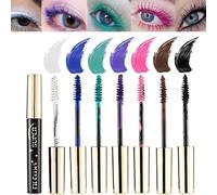 MKNZOME 7 Colours Coloured Mascara Set - Long-Lasting, Waterproof, 4D Silk Fiber Lash Volume-effect in Purple, Blue, Green, Pink, Brown, White, Black