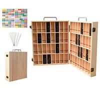 MKNZOME 72 Grid Aromatherapy Essential Oils Storage Box Wooden Fragrance Carrier Case Cosmetic Organizer Box, Ideal Presentation Holds for Perfume Nail Polish Nail Powder Essential Oils#2