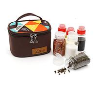 MKNZOME Camping Portable Spice Jars Set, Outdoor sanuce bottle of 7 Sauce Condiment Storage Container, Sauce Vinegar oil bottle, seasoning box, Perfect for Outdoor BBQ Picnic hiking self-driving trip