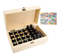 MKNZOME Essential Oil Storage Box, 36 Slots Wooden Aromatherapy Carrying Box Organizer Case Nail Polish Makeup Bottle Display Holder with Buckle for Travel & Presentations