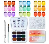 MKNZOME Patting Gel Nail Polish Set, 9 Colors Jelly Painting Gel Palette Red Pink Purple Green Blue Orange Blooming Aura Nails with Nail Sponges for Ombre, Grabbing Pen for French Manicure DIY