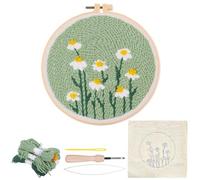 MKNZOME Punch Needle Kit for Beginners, Easy DIY Punch Needle Embroidery Kit with Flowers Design, Adult Art Craft Kits Including Patterns, Tools, Yarns, Hoop, Instruction