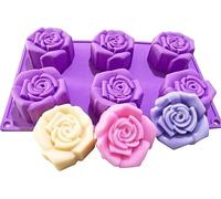 MKNZOME Silicone Bread Mould 6 Cavity Rose Shaped Cake Mold, Silicone Bakeware DIY Mold for Party and festivals.Making cake, Bread, Pie, Meatloaf, Flan, Tart, Loaf, etc