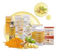 MKNZOME Turmeric Skincare Set, 5Pcs Skin Care Pamper Gifts for Women, Skin Care Sets & Kits Facial Kit with Turmeric Cream, Turmeric Soap, Turmeric Oil, Body and Bath Set
