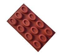 MKNzone 1 pc 12 Cavities Silicone Mould for Chocolate, Jelly and Candy etc. - Mini Oval Donuts, Random Colour Delivery(29.7 X 17.2 X 1.7 cm)