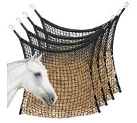 MKO SHUN 4 PCS Slow Feed Hay Net for Horses, Large Capacity Hay Bags for Horses Goats Sheep Donkey Trailer Full Day Feeding, Easy to Fill and Hang, Black, 35 x 31 Inch