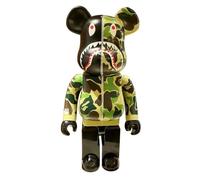 MKOLKGNE Bearbrick 400% Shark Violent Bear Building Blocks Bear Doll Model Handmade Collectible Toy 28cm/11in (Camouflage Green)