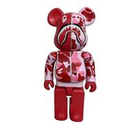 MKOLKGNE Camouflage Red Fashionable Doll Accessory Gift, Be@rbrick400% Shark Violent Bear Model Handmade Collection Toy 28cm/11in