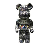 MKOLKGNE Doll Model Building Block Bear Splashed Ink Qianqiu Be@rbrick 400% Violent Bear Handmade Collectible Toy 28cm/11in