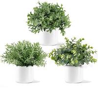 Mkono 3 Pack Fake Potted Plants in Ceramic Pot, Artificial Eucalyptus Plants for Home Decor Indoor Faux Green Greenery for Desk Shelf Coffee Centerpiece Bathroom Office Decor