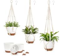 Mkono 3 Pack Hanging Planters for Indoor Plants, Macrame Hangers, 3 Sizes