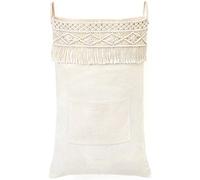 Mkono Macrame Hanging Laundry Hamper Bag Saving Space Over the Door Organizer for Holding Dirty Clothes, Boho Decor Laundry Bags with Over Door Hooks for Bathroom Home Travel Dormitory