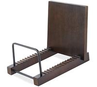 Mkono Vinyl Record Storage Holder Modern Album Display Solid Wood Stand with Black Metal Rack Farmhouse Home Decor Organizer for Vinyl Record, Holds up to 30 Albums, 11.8''L x 7''W x 8.7''H, Brown