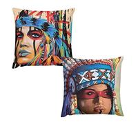 MKONY Native American Art Throw Pillow Covers Indian Girl Art Pillow Case Home Decorative Sofa Bedroom Livingroom 18 x 18 inch