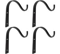 Mkouo 4 Pcs Hanging Basket Brackets Iron Wall Hooks for Hanging Lantern, Bird Feeders, Wind Chimes, Plant Planter, Coat