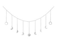 Mkouo Moon Phase Garland with Chains Boho Gold Shining Phase Wall Hanging Ornaments Moon Hang Art Room Decor for Bedroom Apartment Dorm Living Room Nursery Home Office, Silver